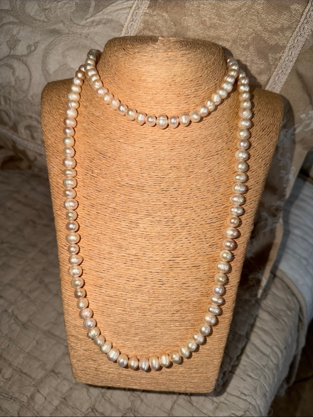 Classic Freshwater Pearl Strand Necklace opera length- Ivory gorgeous quality - Picture 4 of 16